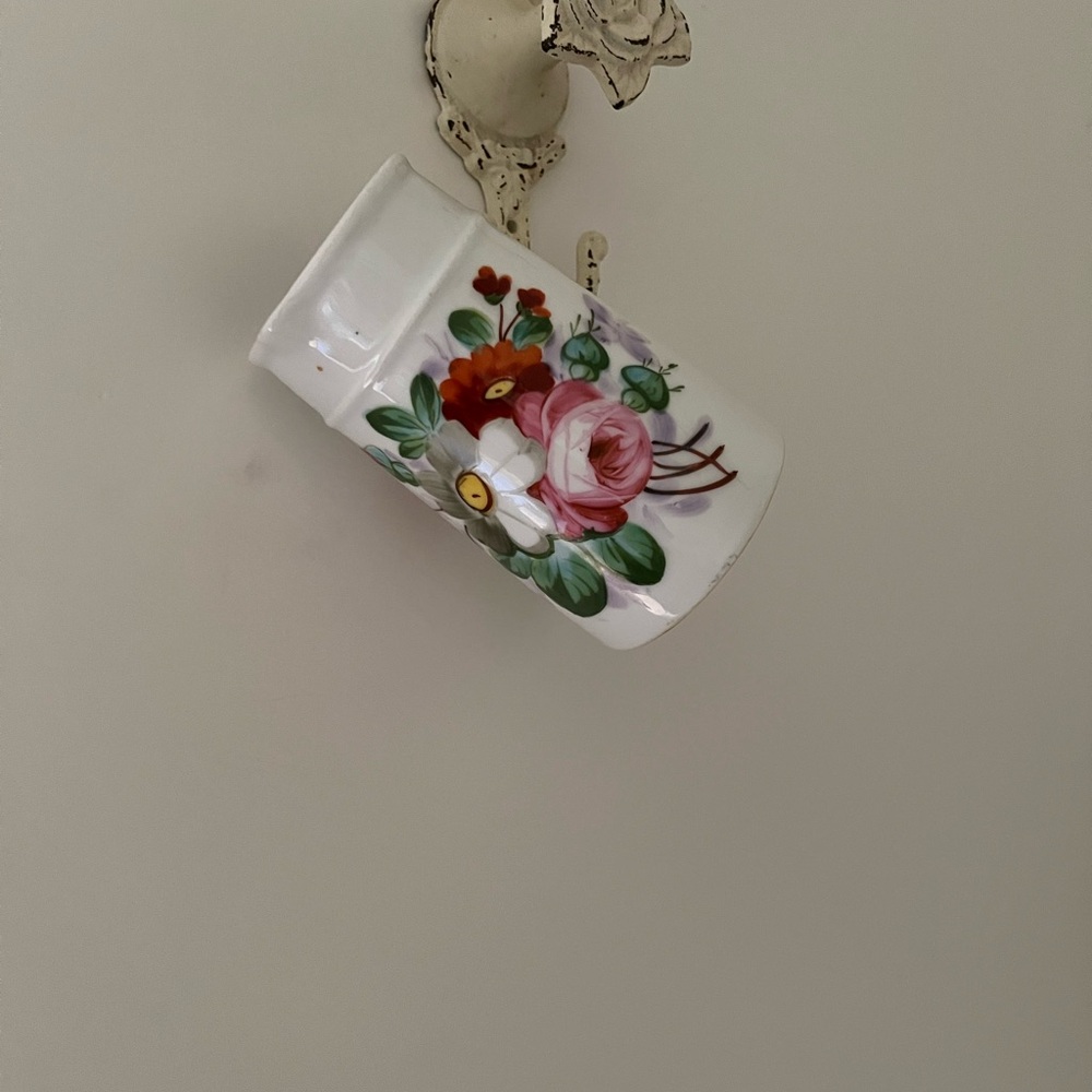 Hand-Painted Floral Porcelain Vase - Pink & Green Roses